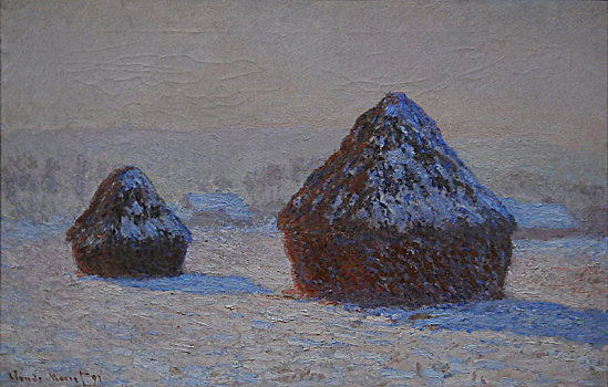 雪,早晨,1891年,艺术家,莫奈