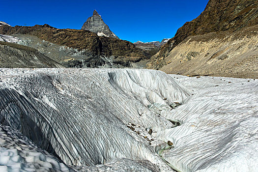 宽,缝隙,冰河,马塔角,后面,策马特峰,沃利斯,瑞士,欧洲