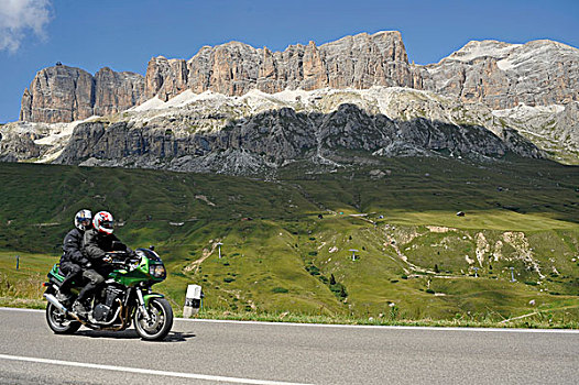 摩托车手,正面,销售,山丘,南蒂罗尔,意大利,欧洲