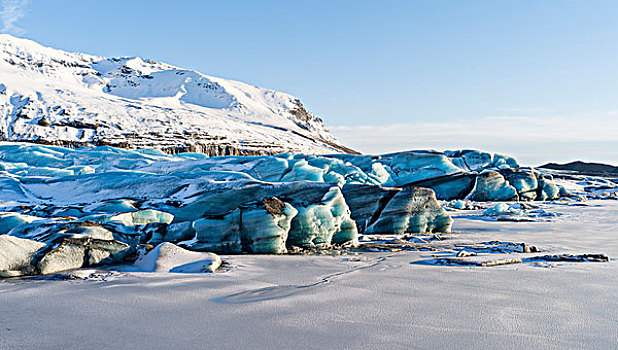 冰河,瓦特纳冰川,国家公园,冬天,风景,上方,冰冻,结冰,湖,融化,正面,斯堪的纳维亚,冰岛,大幅,尺寸