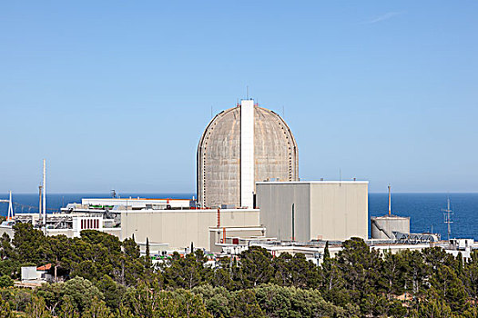 核电站,海岸,靠近,加泰罗尼亚,西班牙