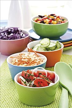 蔬菜,瓷碗,番茄沙拉,黄瓜沙拉,白色,沙拉,墨西哥