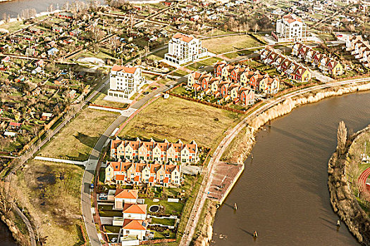 航拍,住宅开发,河边,不来梅港,不莱梅,德国