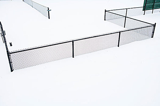 网球场,围绕,围栏,俯拍