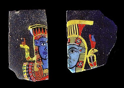玻璃,碎片,两个,一半,脸,女神,哈索尔,古埃及,世纪