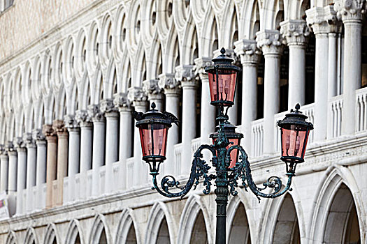 路灯,正面,宫殿,威尼斯,意大利