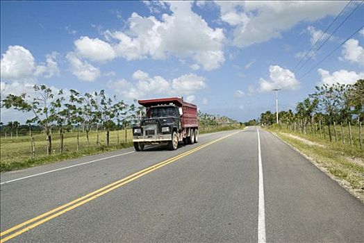卡车,驾驶,途中,多米尼加共和国,中美洲