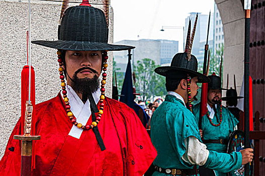 仪式,换岗,景福宫,首尔,韩国