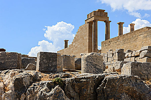 柱子,希腊风格,卫城,林都斯,10世纪,罗得斯,希腊