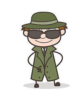 卡通,现代,侦探,黑色,墨镜,插画