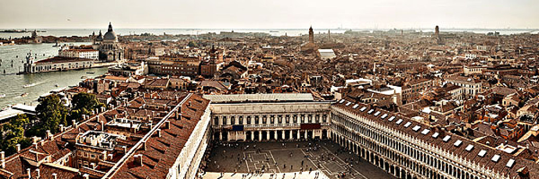 屋顶,全景,风景,钟楼,古建筑,圣马可广场,威尼斯,意大利