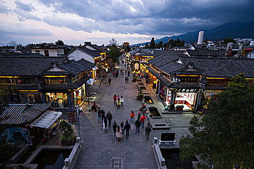 云南,大理古城,俯拍,全景,夜景