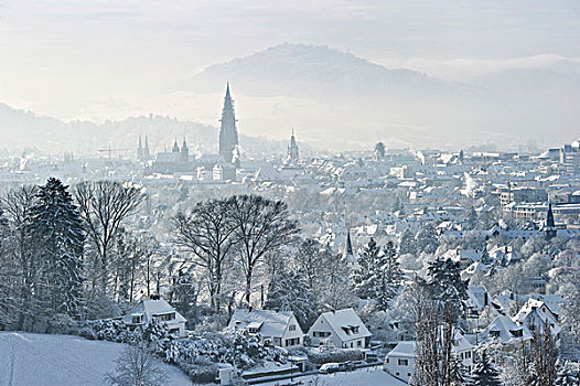 圣诞气氛,雪,全景,布赖施高,黑森林,巴登符腾堡,德国,欧洲