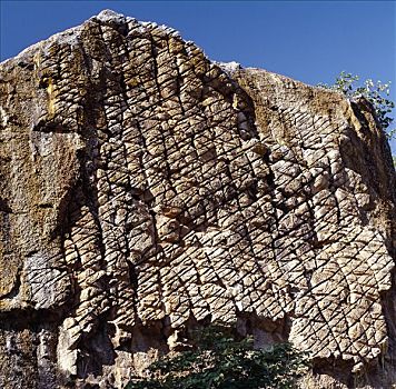 石头,部族,脸,疤痕,湖,马拉维,国家公园,靠近,南方