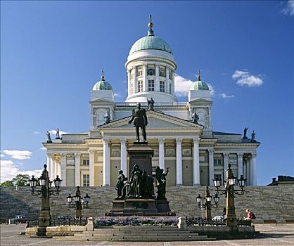 赫尔辛基,大教堂,教堂,纪念,雕塑,参议院,芬兰