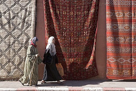 地毯,墙壁,麦地那,地区,马拉喀什,摩洛哥