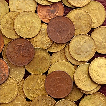 老式,老,西班牙,共和国,货币,硬币,比塞塔