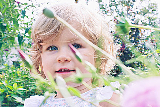 小女孩,花,花园,头像