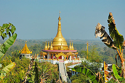 佛,寺院,山,孟加拉,一月,2005年