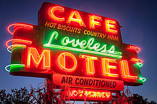 霓虹标识,户外,著名,咖啡,汽车旅馆,靠近,纳什维尔,田纳西,美国
