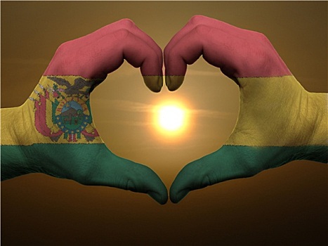 心形,喜爱,手势,彩色,玻利维亚,旗帜