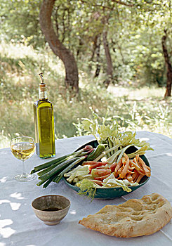 碗,生菜,面包,橄榄油