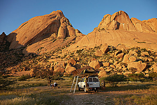 越野,交通工具,睡觉,帐篷,上面,斯瓦科普蒙德,纳米比亚