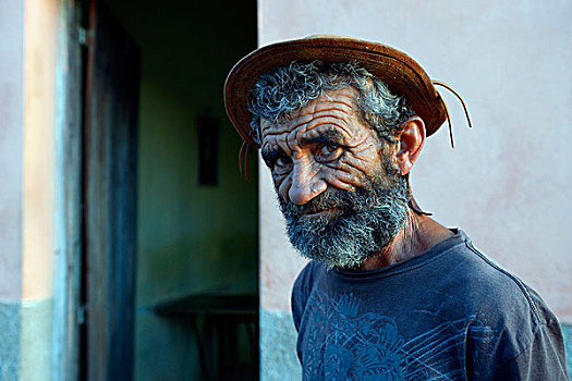 老人,胡须,传统,皮革,帽子,头像,巴西,南美,慈善
