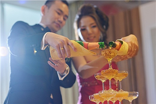 婚礼,餐饭,香槟,祝酒