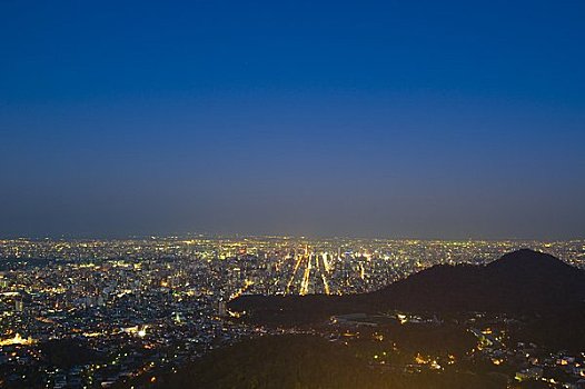 夜景,山