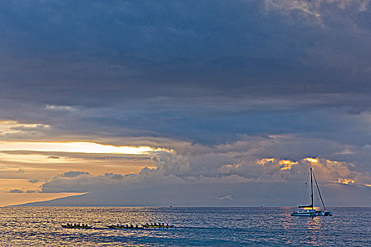 双体船,海洋,毛伊岛,夏威夷,美国