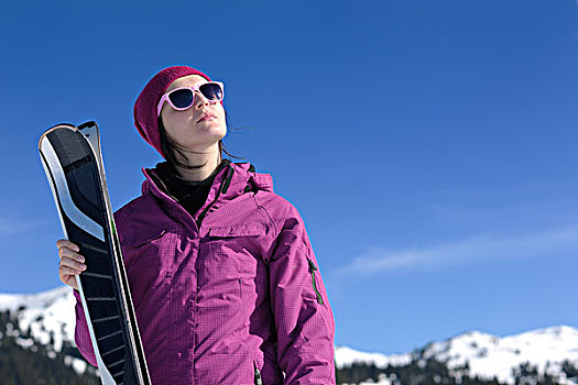 冬天,女人,滑雪,运动,有趣,旅行,雪