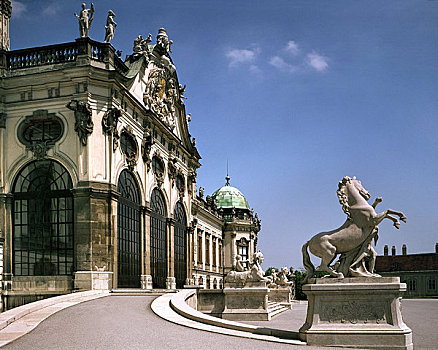 雕塑,马,正面,宫殿,美景宫,维也纳,奥地利