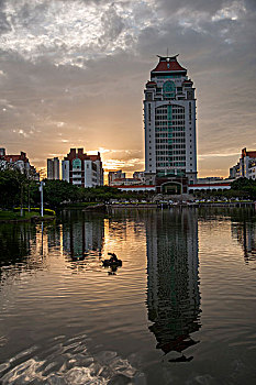 福建厦门市厦门大学,思明校区,校园湖畔