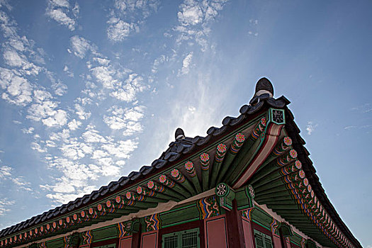 仰视,塔,屋顶,多云,蓝天,韩国,首尔