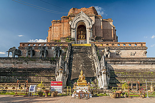 寺院,契迪,庙宇,大,佛塔,皇家,佛教寺庙,历史,中心,清迈,泰国