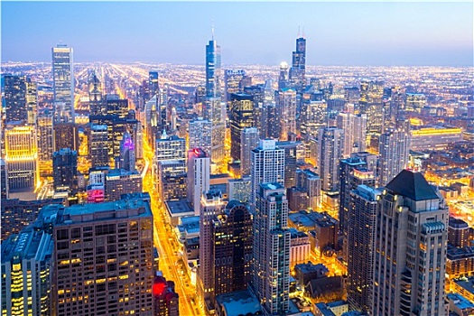 俯视,芝加哥,城市,市区