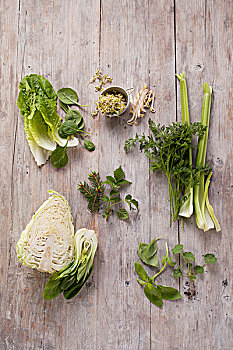 绿色食品,药草,豆芽,制作,冰沙