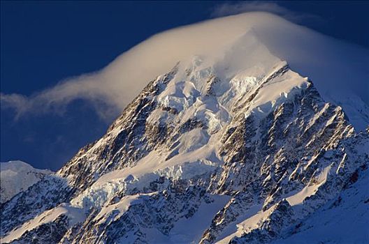 透镜状,云,库克山,新西兰