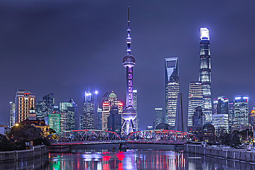 上海高楼夜景繁华城市风光