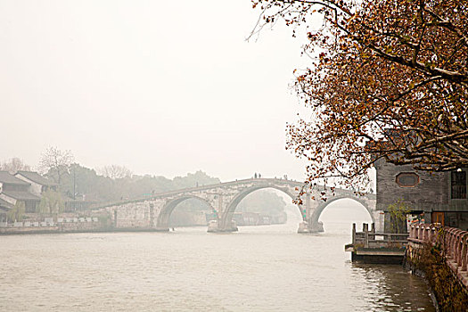 拱宸桥,京杭大运河,远景,雾霾