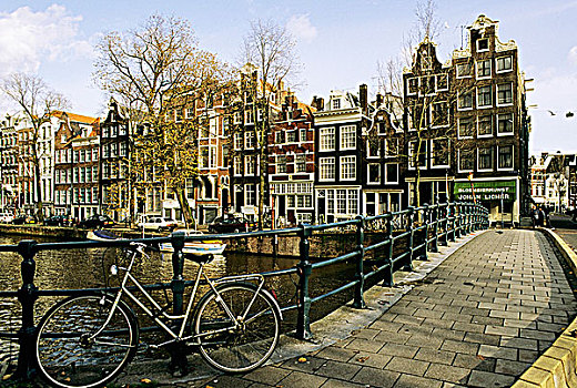 荷兰,阿姆斯特丹,自行车,桥,运河