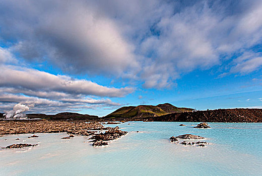 蓝色泻湖,靠近,地热发电站,冰岛,欧洲