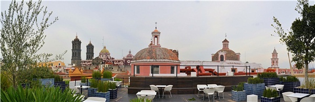 屋顶,咖啡,博物馆,大教堂,柏布拉,墨西哥