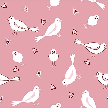 粉色,白色,无缝,鸟,图案