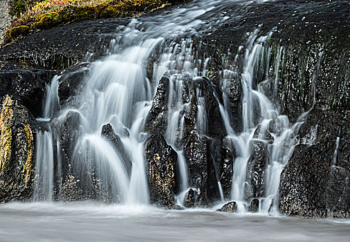 冰岛,瀑布,特写,秋天