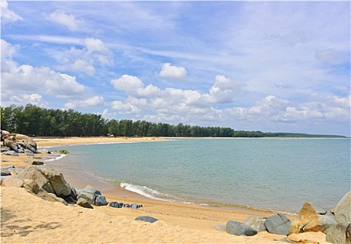 海滩,海洋,石头,海湾,泰国,海岸