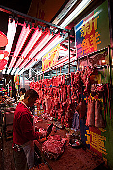 中国,香港,湾仔,菜市场