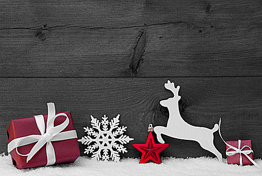 灰色,圣诞贺卡,红色,装饰,留白,雪
