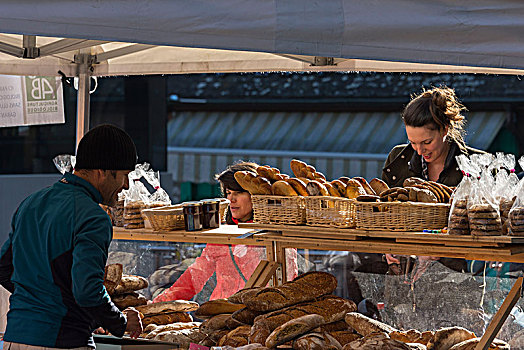 面包,货摊,市场,地点,洛桑,沃州,西部,瑞士
